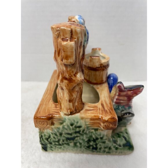 Vintage Ceramic Well With Bird Figurine & Small Bucket - Picture 4 of 7